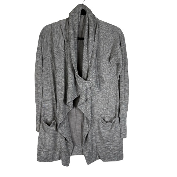 Athleta Sweaters - Athleta Gray Waterfall Cardigan Sweater Womens Small Pockets Open Front Draped